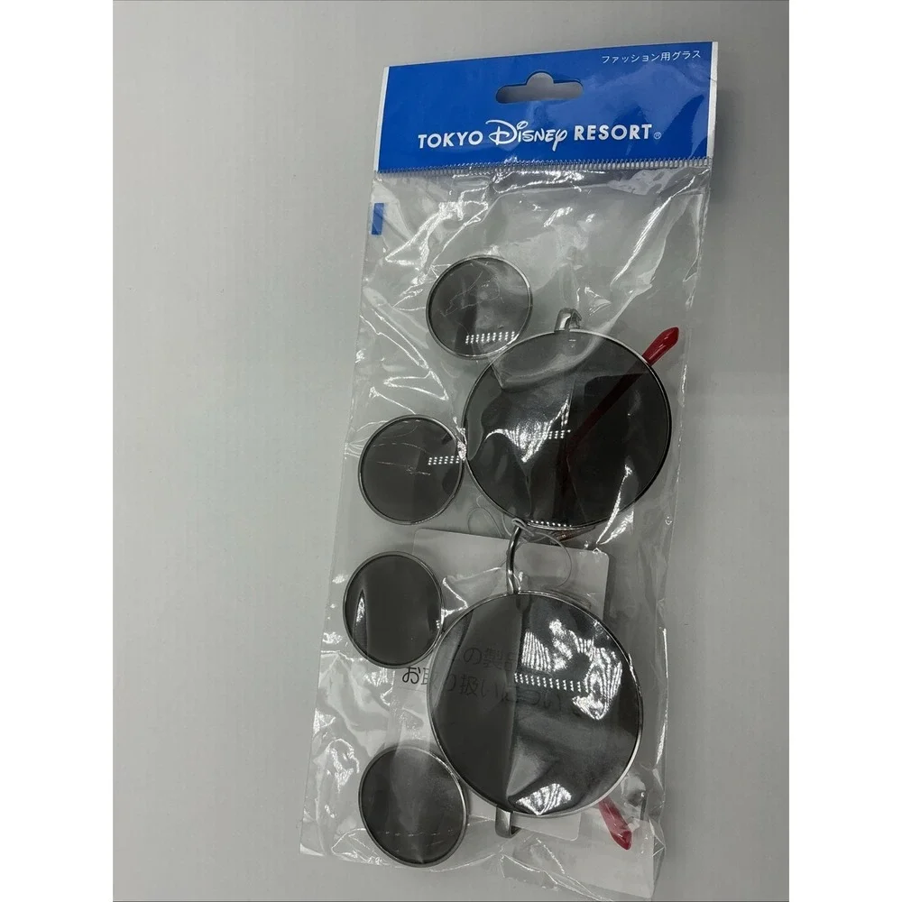Tokyo Disneyland Japan Mickey Shaped Sunglasses Silver with Black Lens red templ